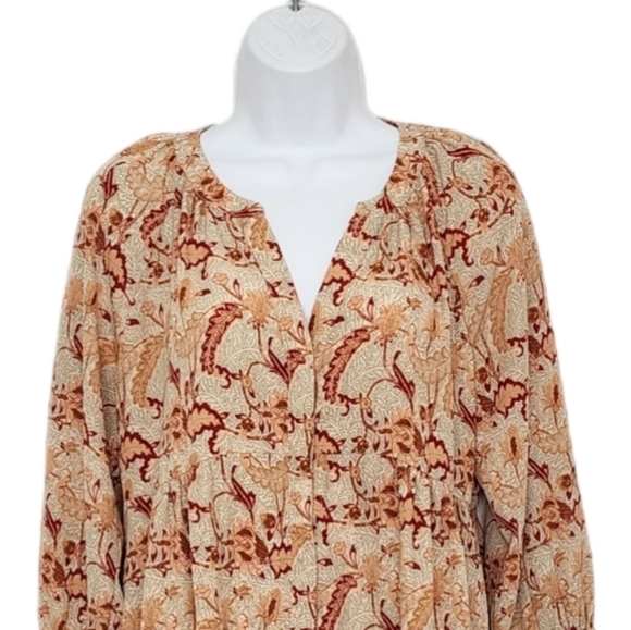 Melloday Anthropologie Womens Floral Boho Popover Blouse Tunic Oversized Small. - Picture 4 of 10